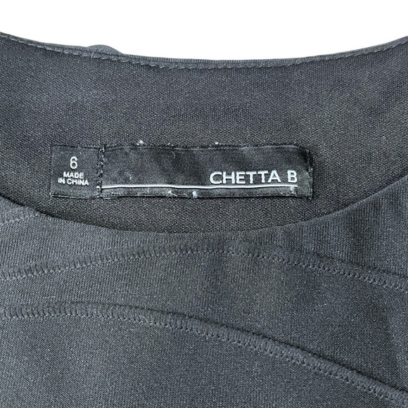 Chetta B Black Raised Ripple Fit and Flare Dress sz 6 - Picture 3 of 12